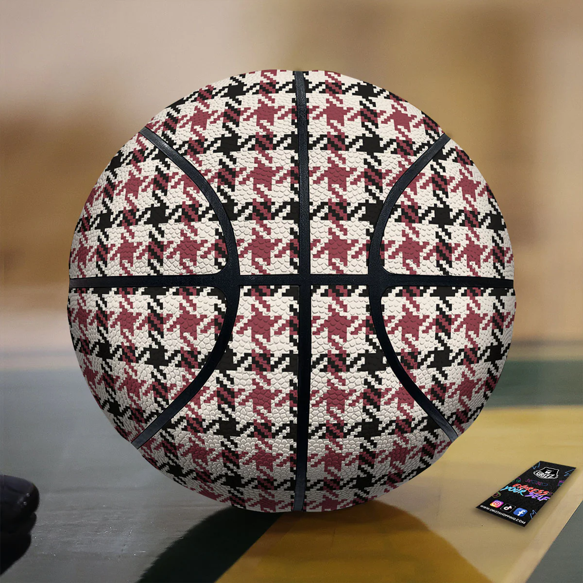 Glen Plaid White And Red Print Basketball