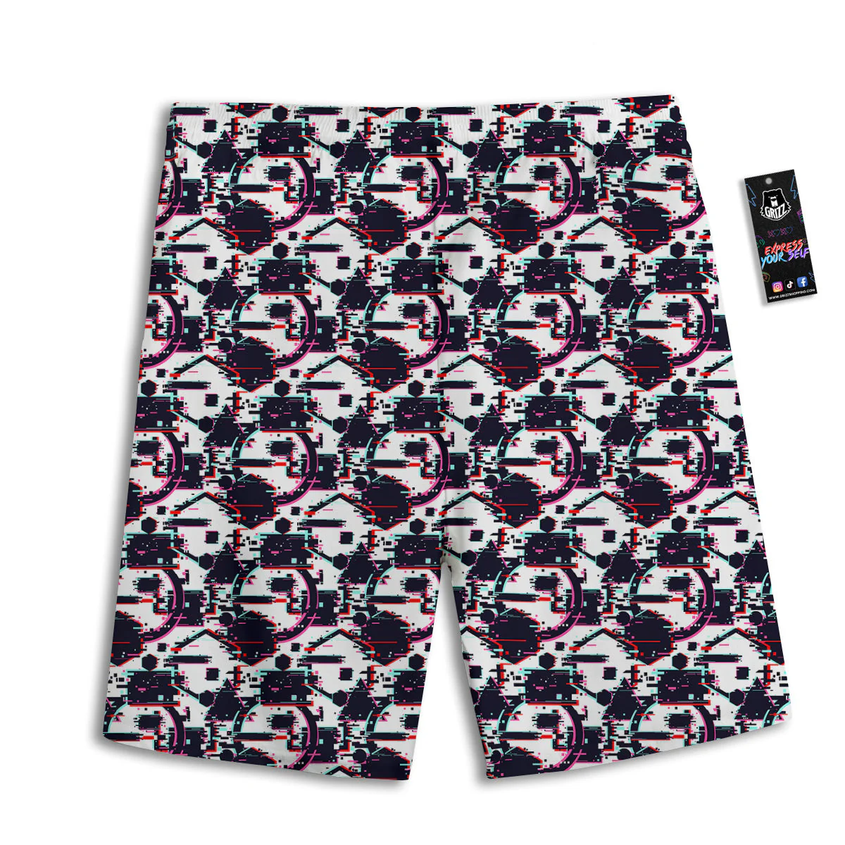 Glitch Effect Print Pattern Men's Athletic Shorts - Image 2