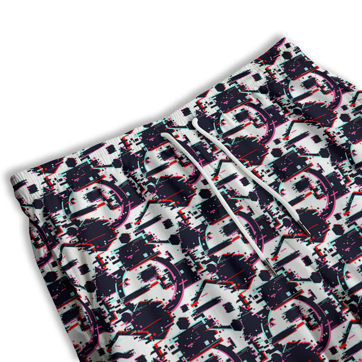 Glitch Effect Print Pattern Men's Athletic Shorts - Image 3