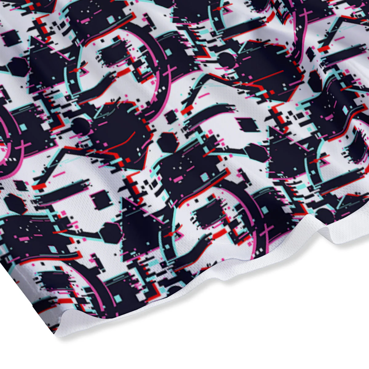 Glitch Effect Print Pattern Mesh Shorts - Image 4