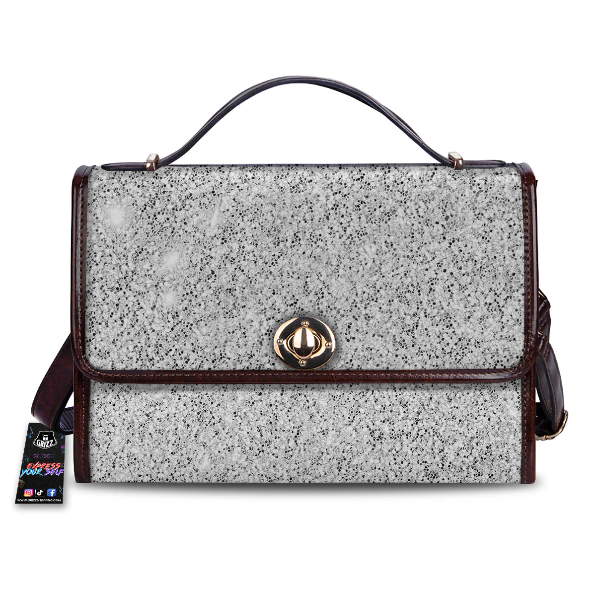 Glitter Artwork Light Silver Print Women's Satchel Bag