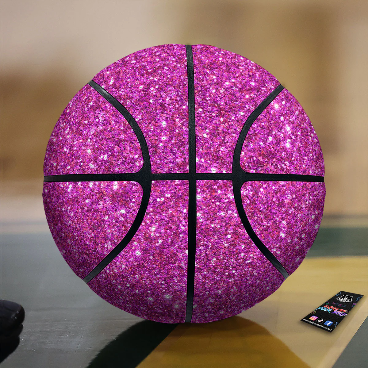 Glitter Artwork Magenta Pink Print Basketball