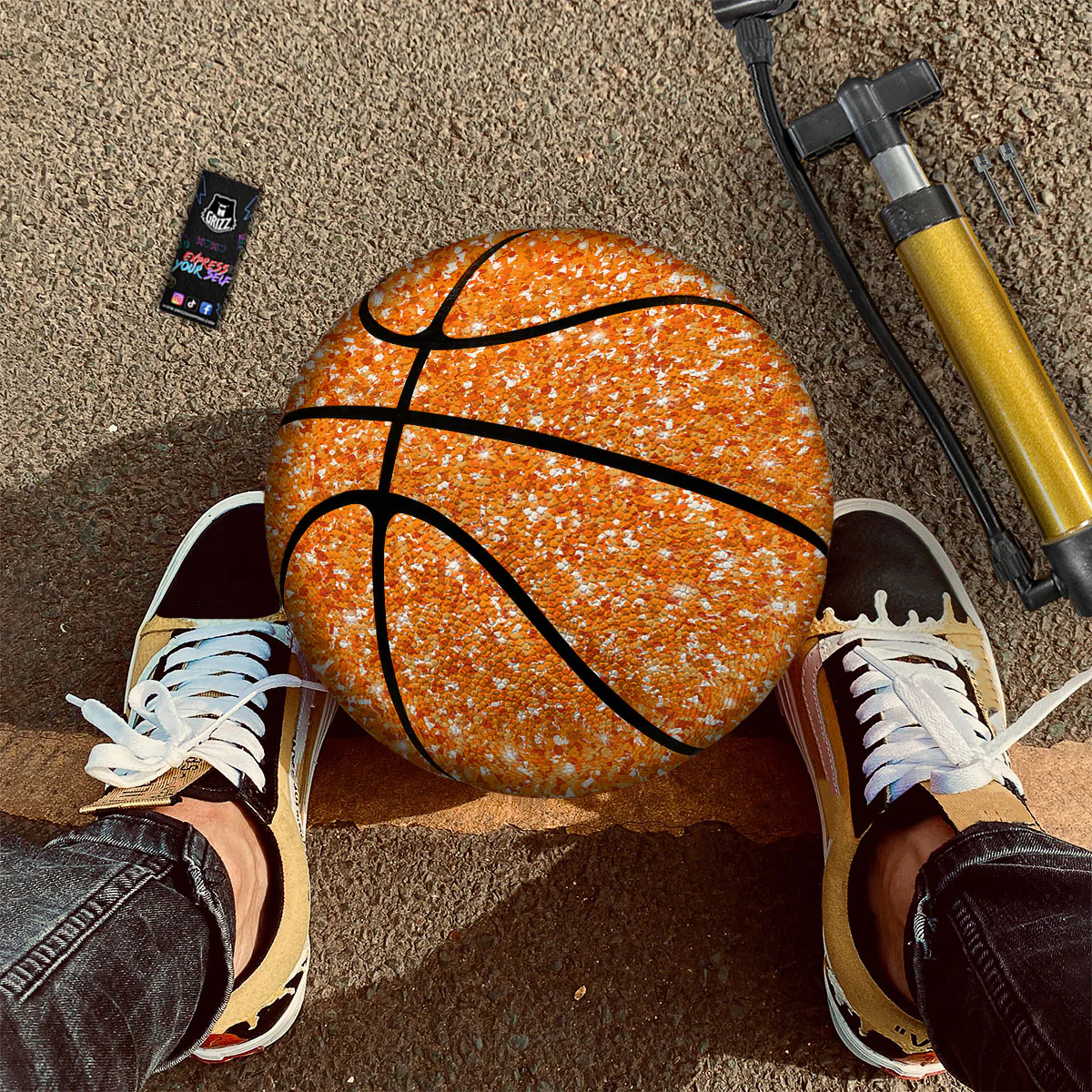 Glitter Artwork Orange Print Basketball - Image 2