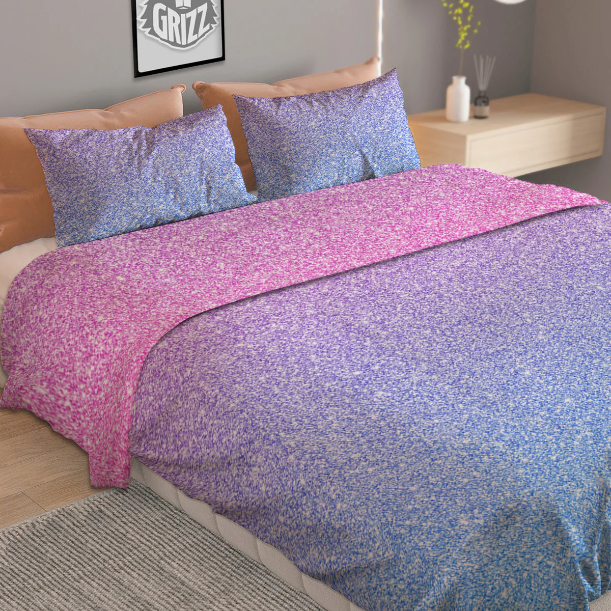 Glitter Artwork Pastel Print Pattern Duvet Cover Bedding Set - Image 2