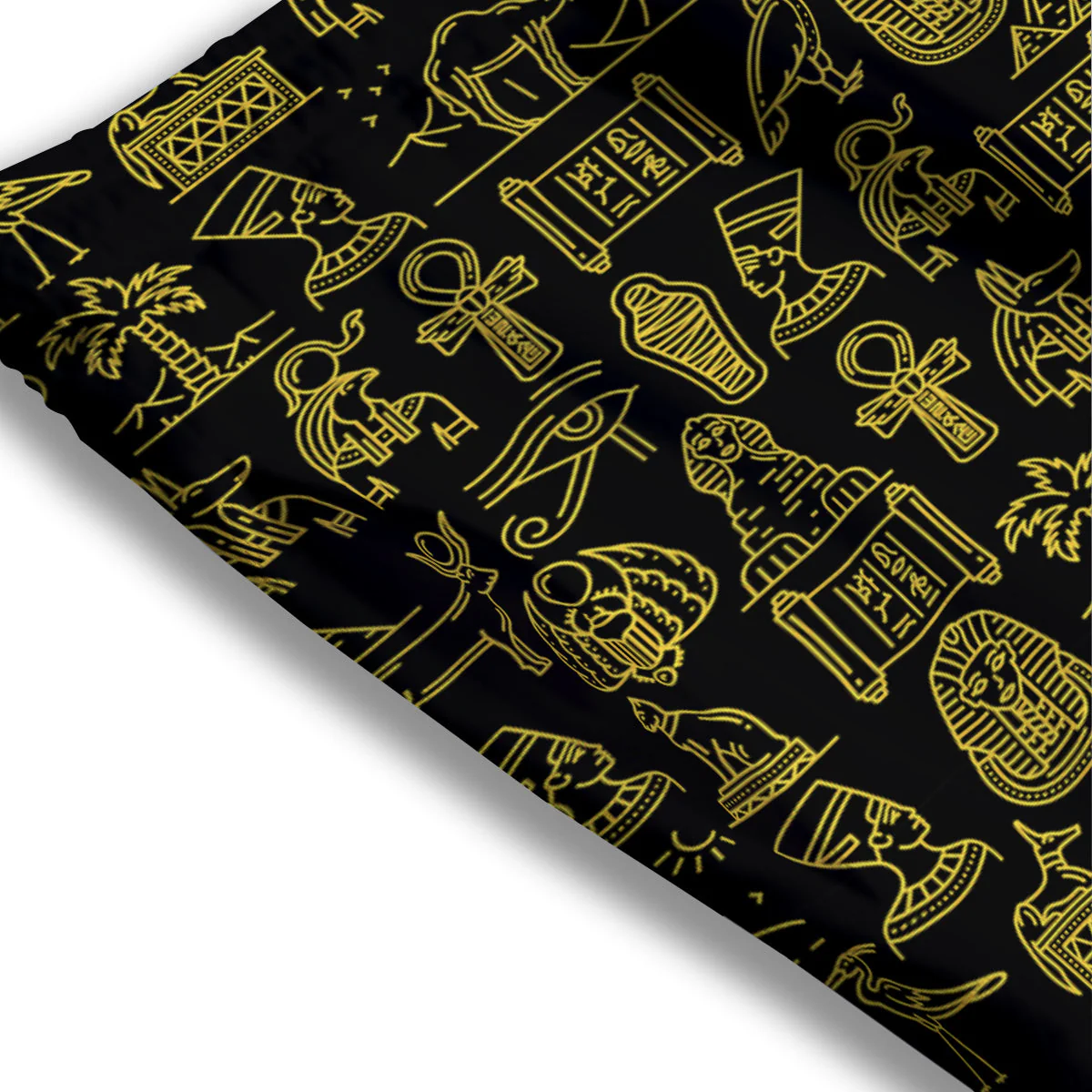 Glod Ancient Egyptian Print Pattern Mesh Shorts - Image 3