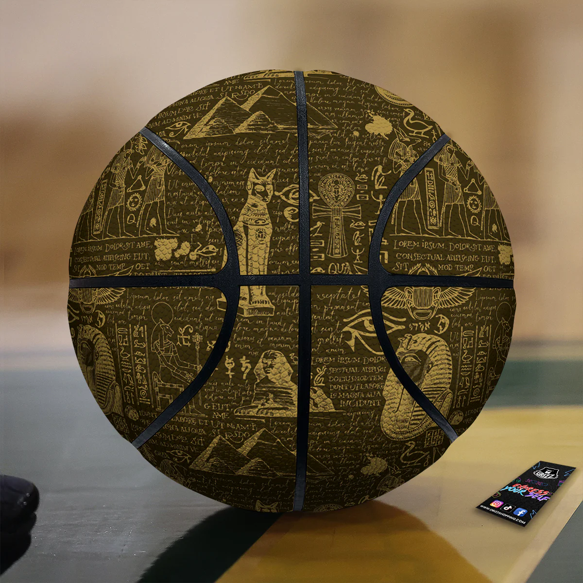 Gold Ancient Egypt Print Pattern Basketball