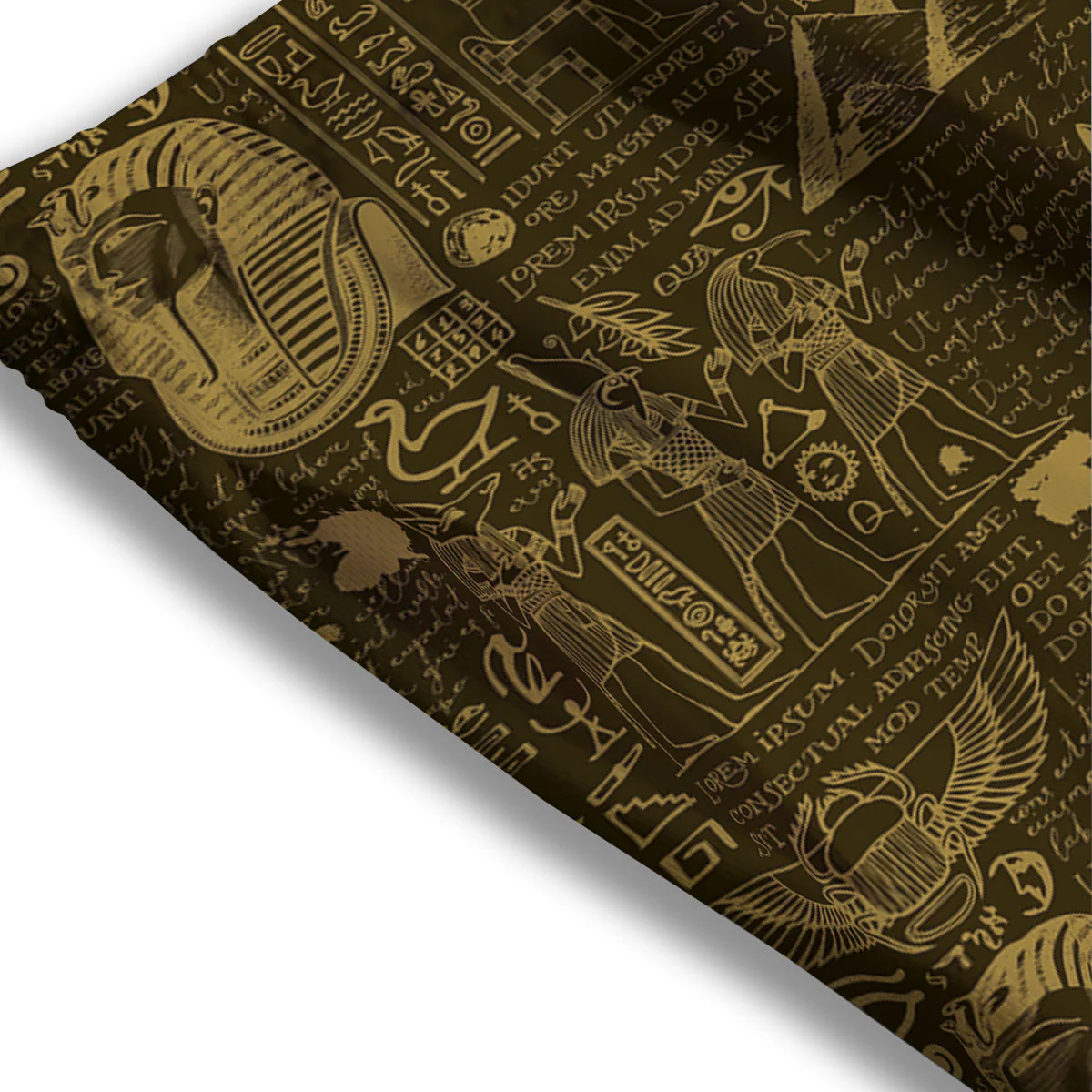 Gold Ancient Egypt Print Pattern Mesh Shorts - Image 3