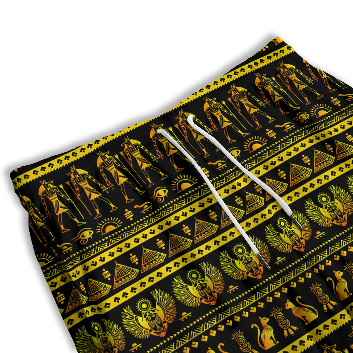 Gold Egypt Ethnic Print Men's Athletic Shorts - Image 3