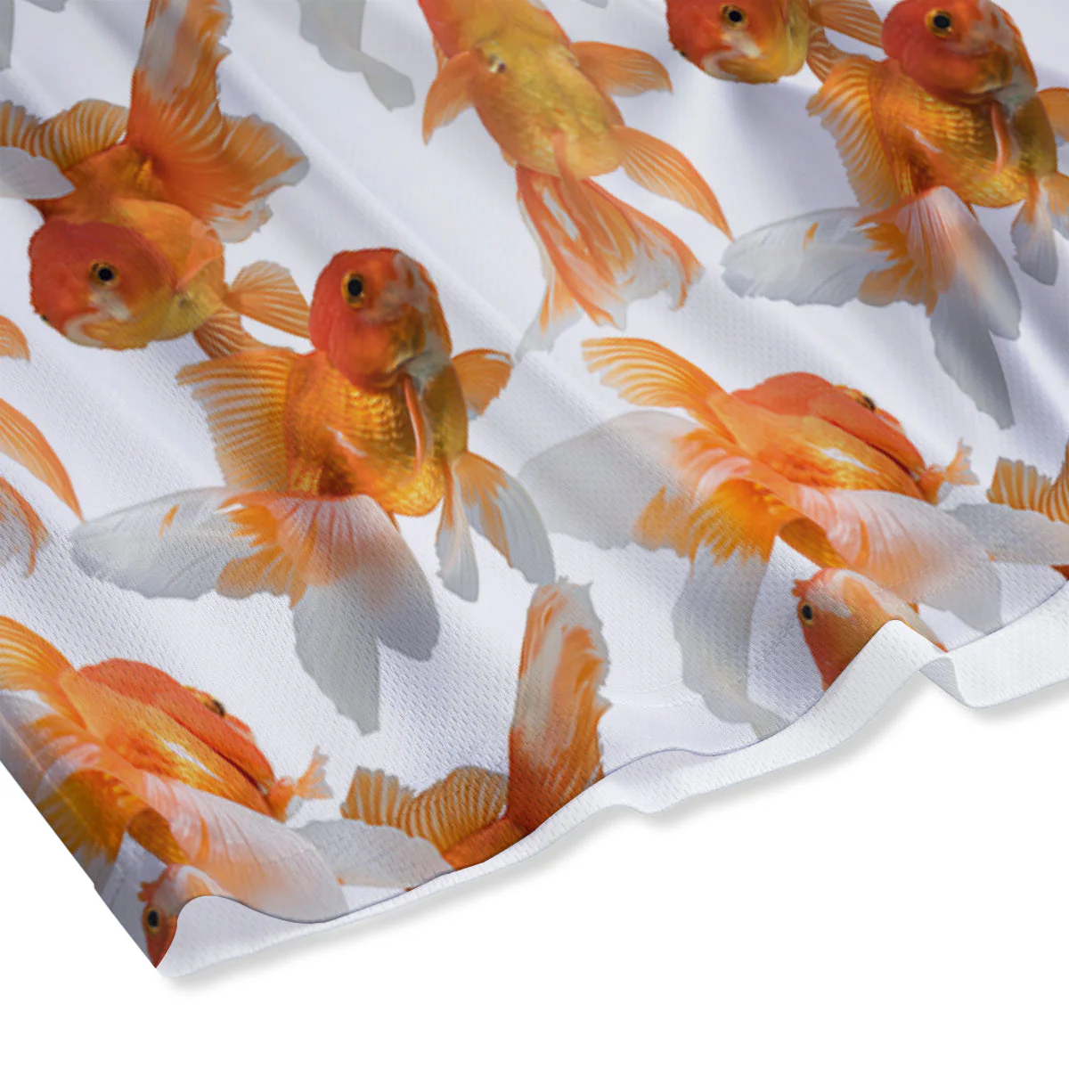 Gold Fish And White Print Pattern Mesh Shorts - Image 4