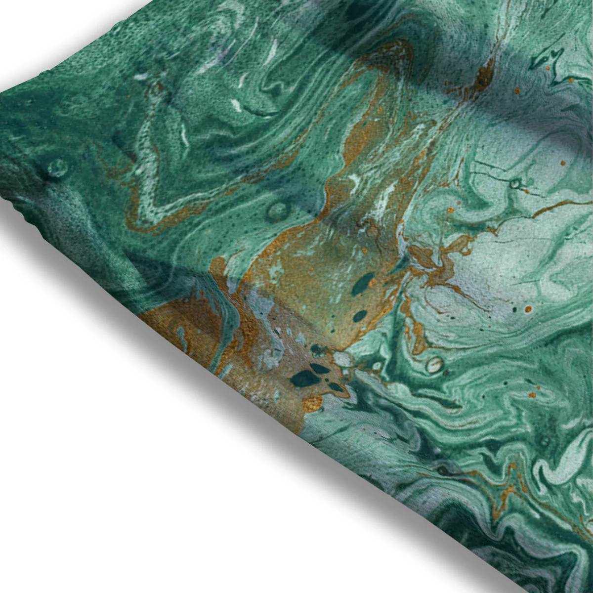 Golden And Green Marble Textue Print Mesh Shorts - Image 3