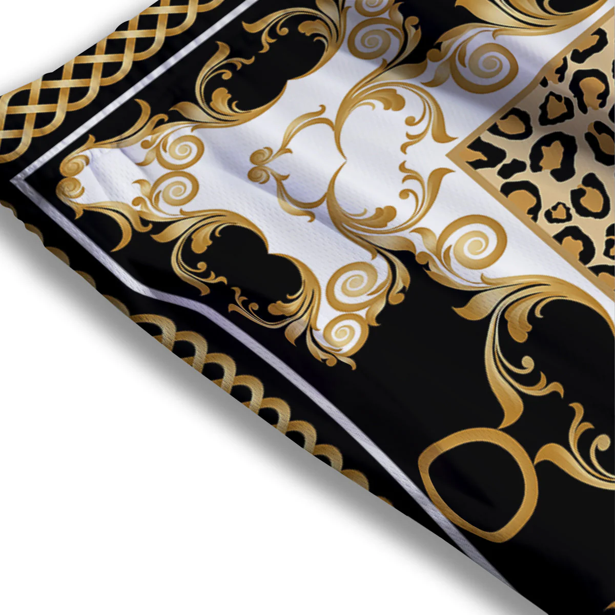 Golden Baroque And Leopard Print Mesh Shorts - Image 3
