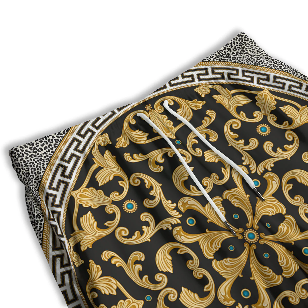 Golden Baroque Leopard Skin Print Men's Athletic Shorts - Image 3