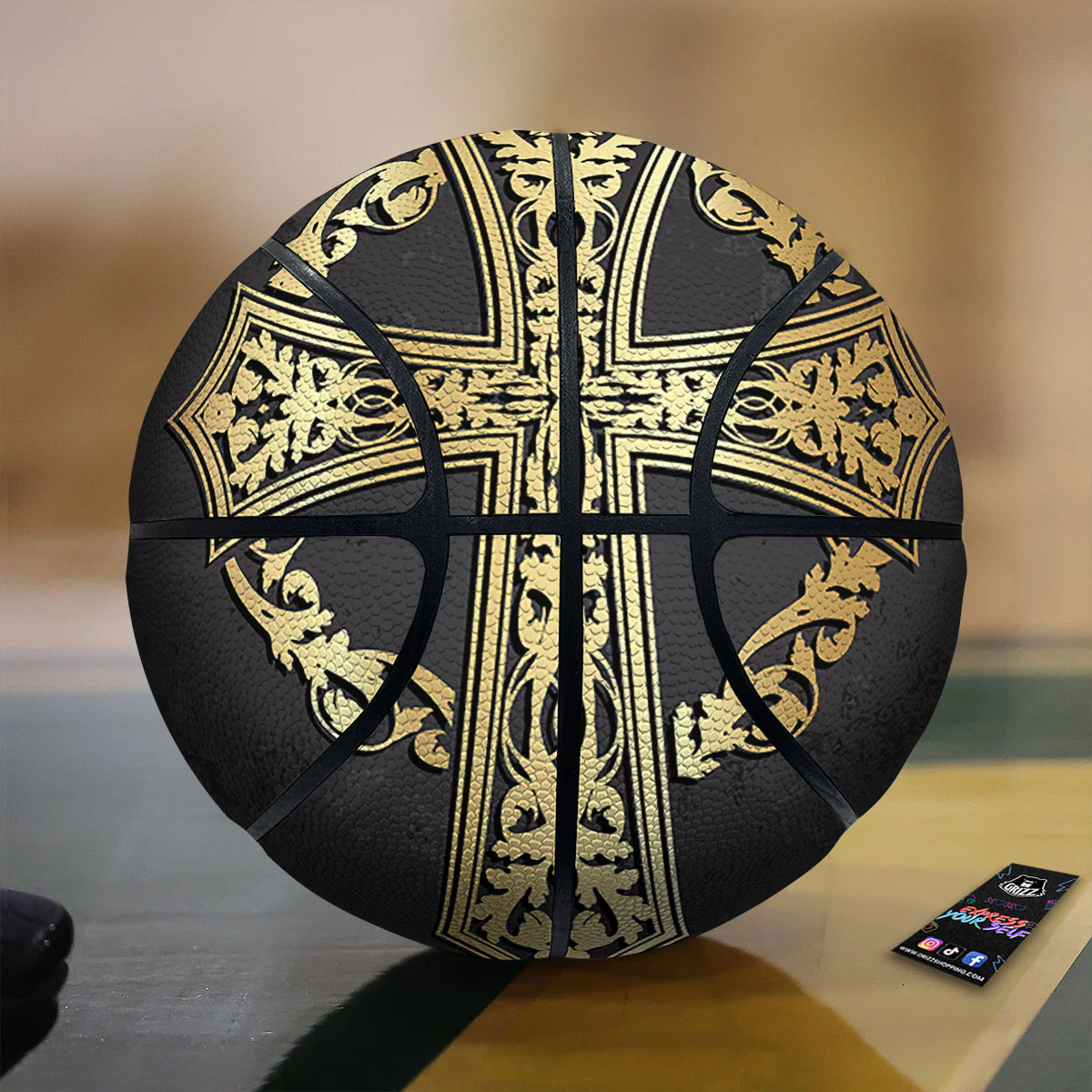 Golden Cross Ornamental Print Basketball