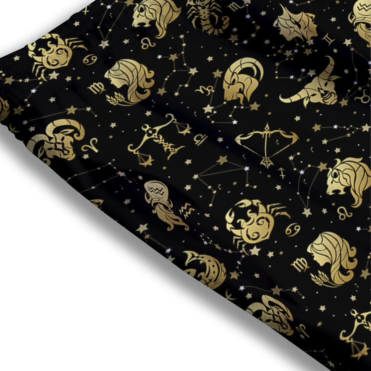 Golden Horoscope Zodiac Signs Print Pattern Mesh Shorts - Image 3