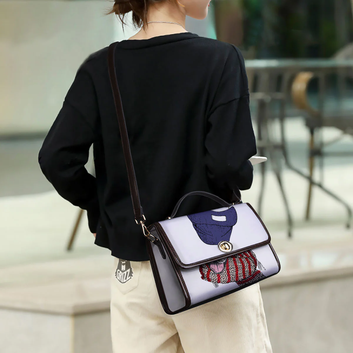Golden Retriever Hipster Print Women's Satchel Bag - Image 3