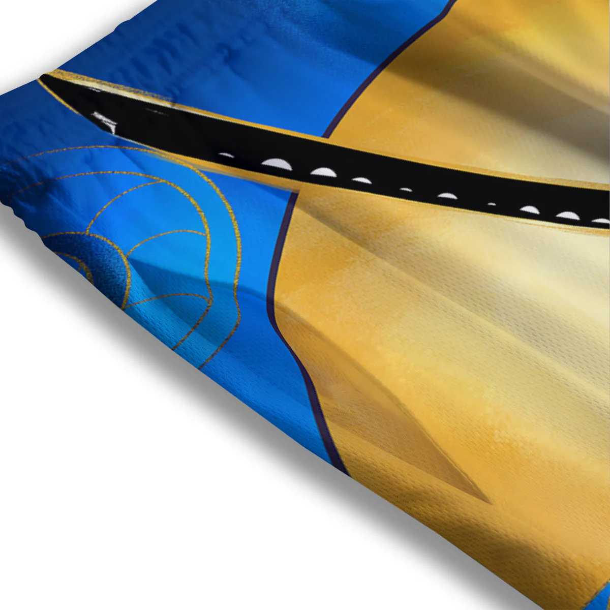 Golden Sun Samurai Blue Sky Print Mesh Shorts - Image 3