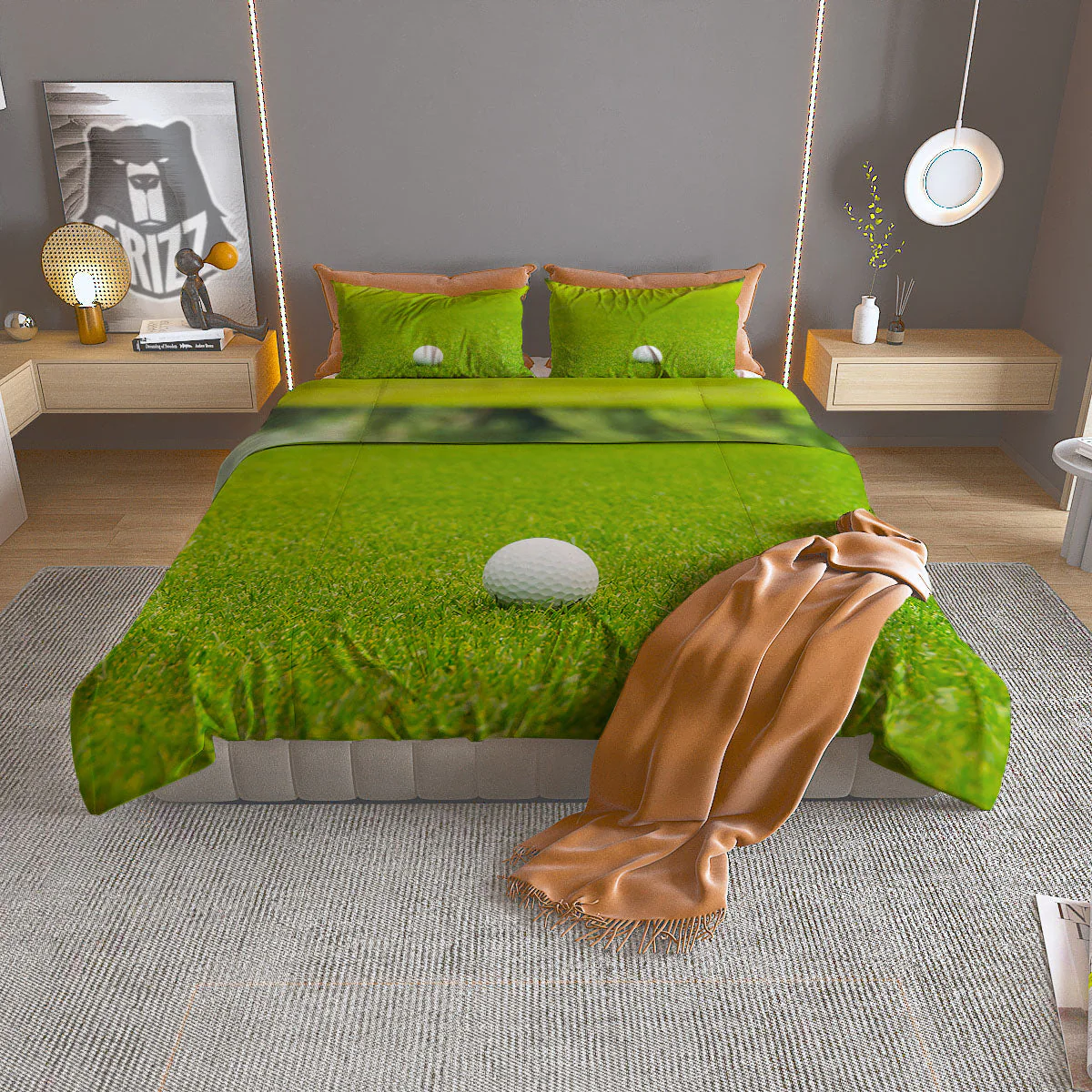 Golf Area Print Duvet Cover Bedding Set