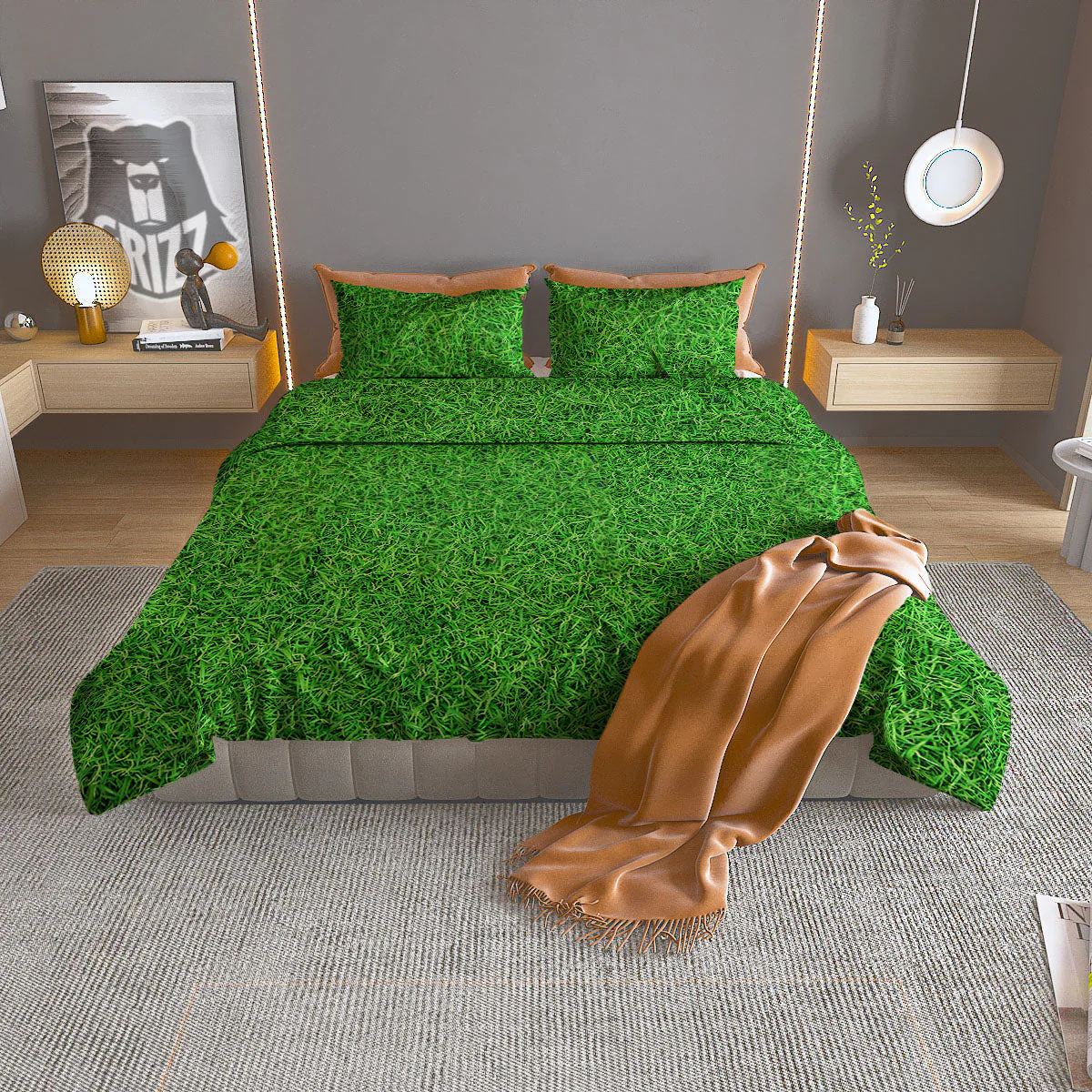 Golf Grass Print Duvet Cover Bedding Set