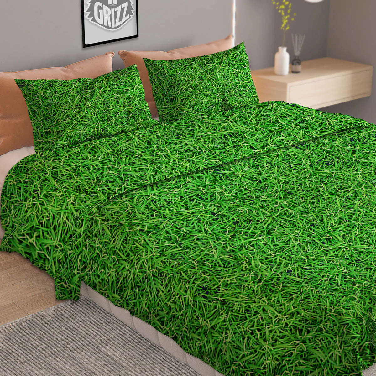 Golf Grass Print Duvet Cover Bedding Set - Image 2