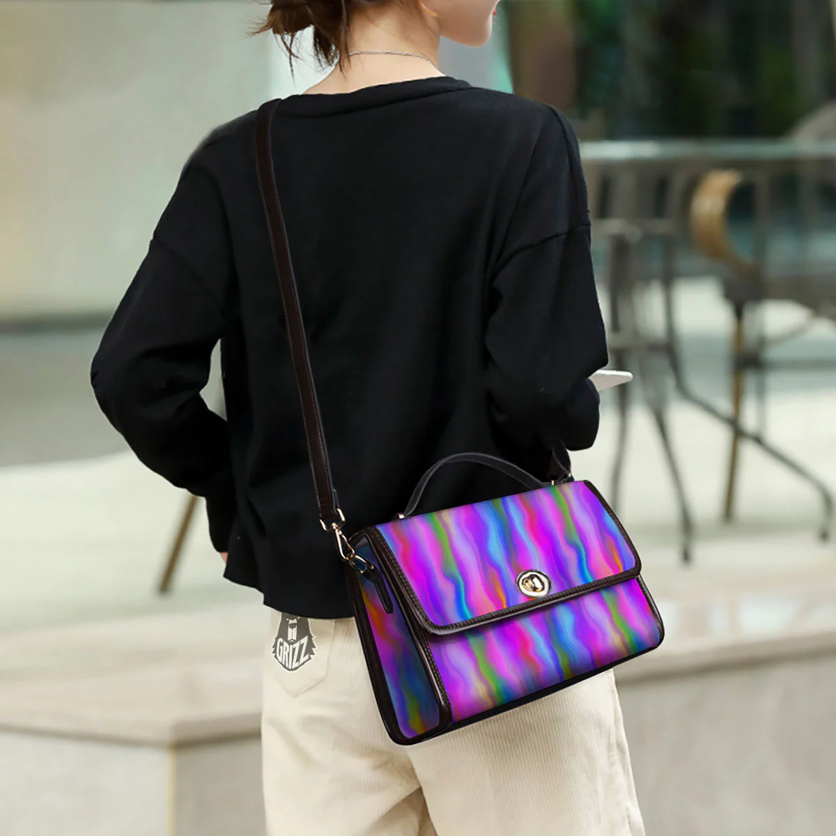 Gradient Psychedelic Print Pattern Women's Satchel Bag - Image 3