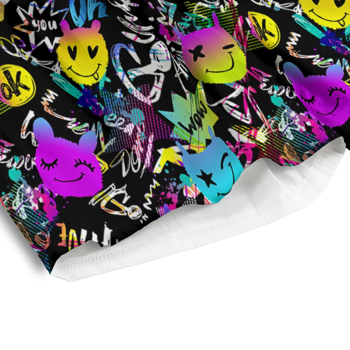 Graffiti Colorful Emoji Faces Print Pattern Men's Athletic Shorts - Image 4