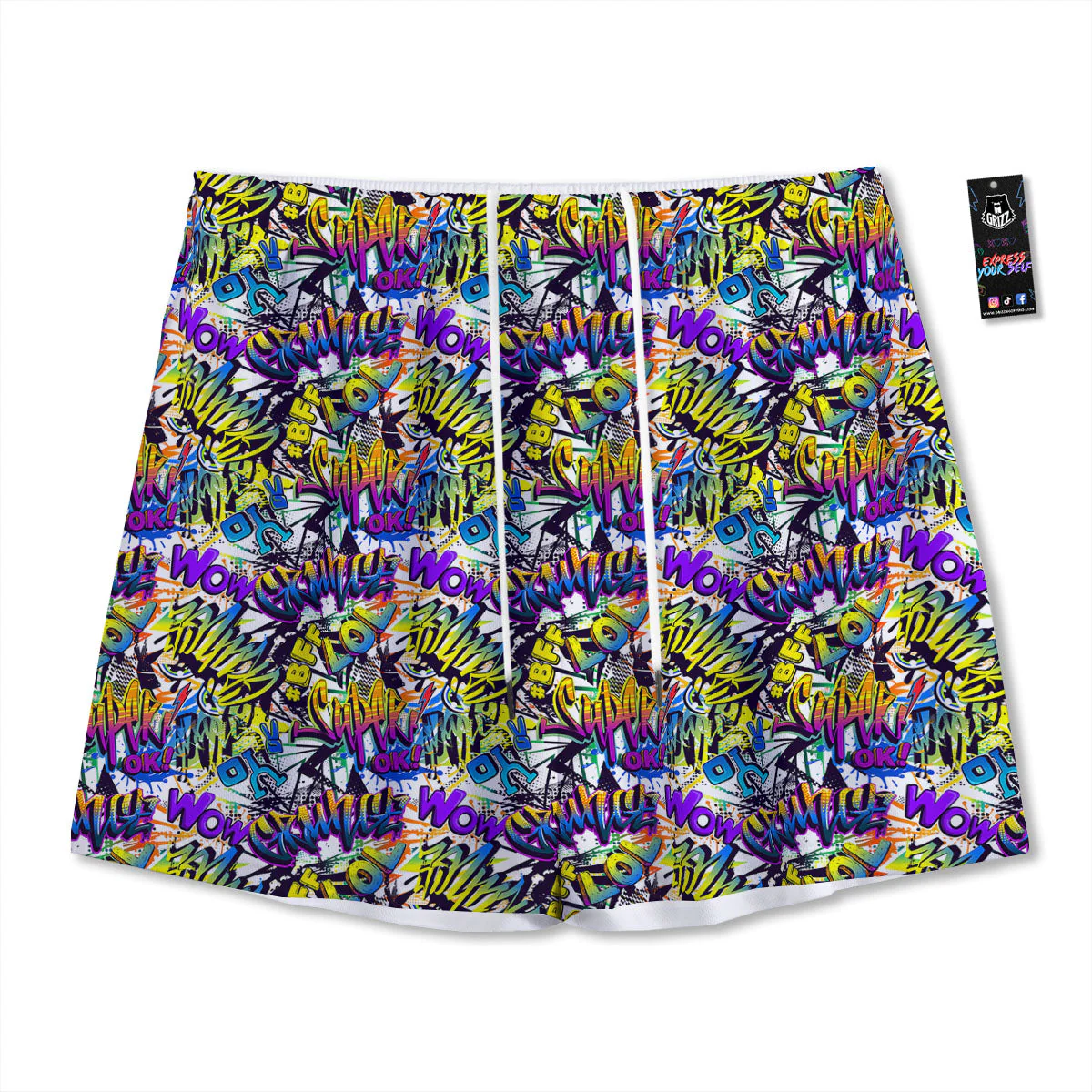 Graffiti Colorful Print Pattern Mesh Shorts