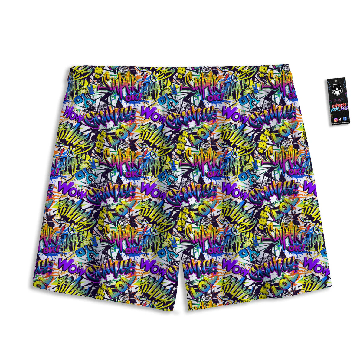 Graffiti Colorful Print Pattern Mesh Shorts - Image 2