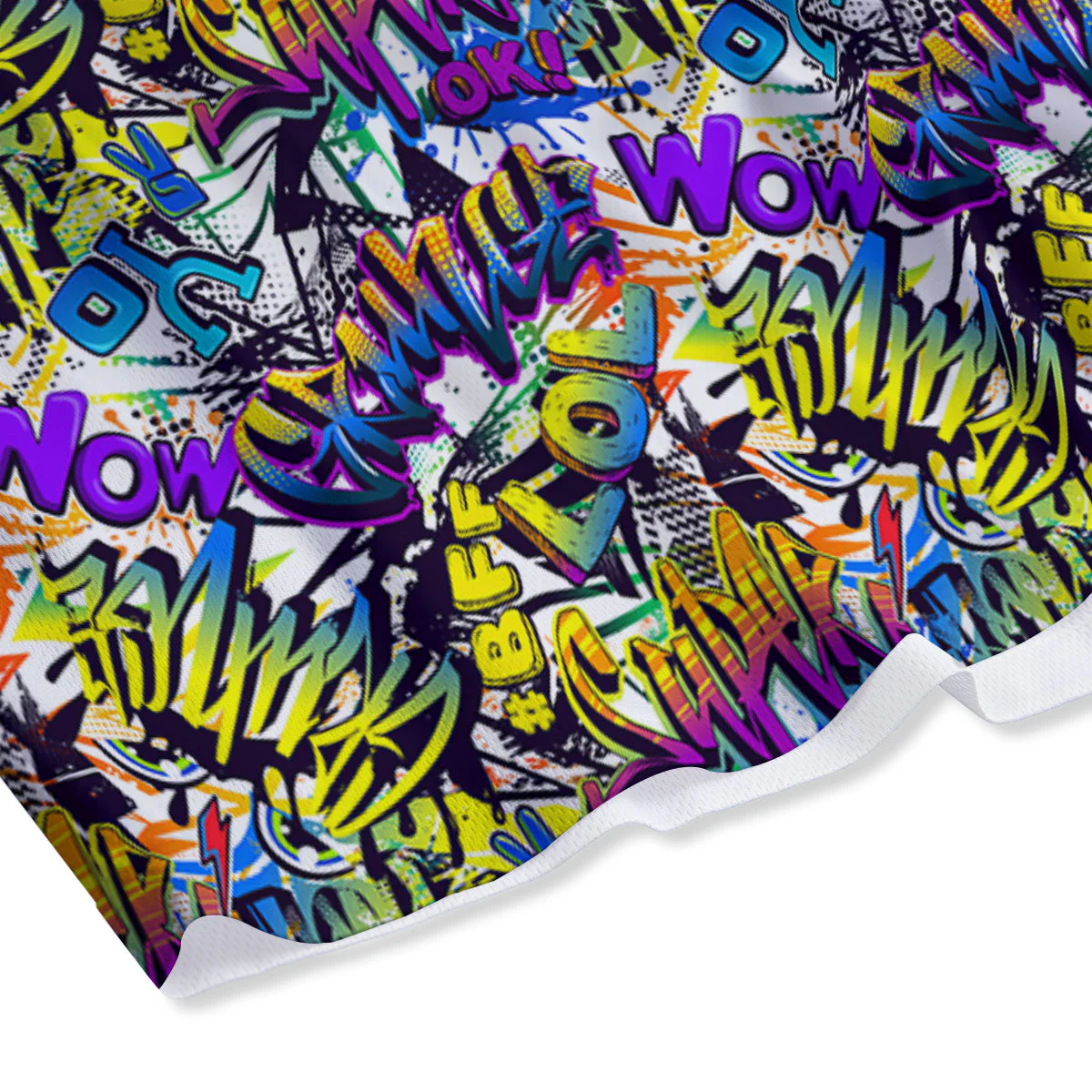 Graffiti Colorful Print Pattern Mesh Shorts - Image 4