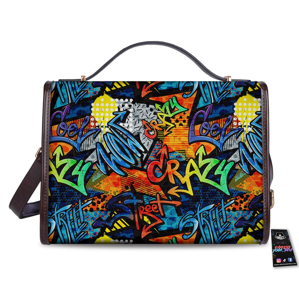 Graffiti Retro Print Pattern Women's Satchel Bag - Image 2