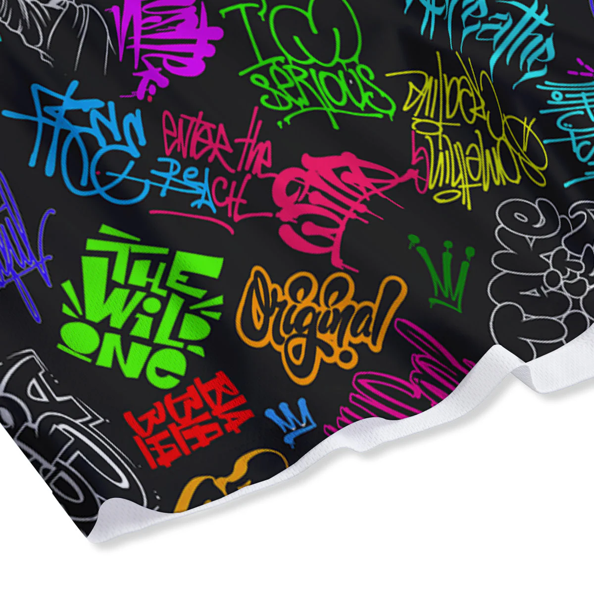 Graffiti Text Colorful Urban Elements Print Pattern Mesh Shorts - Image 4