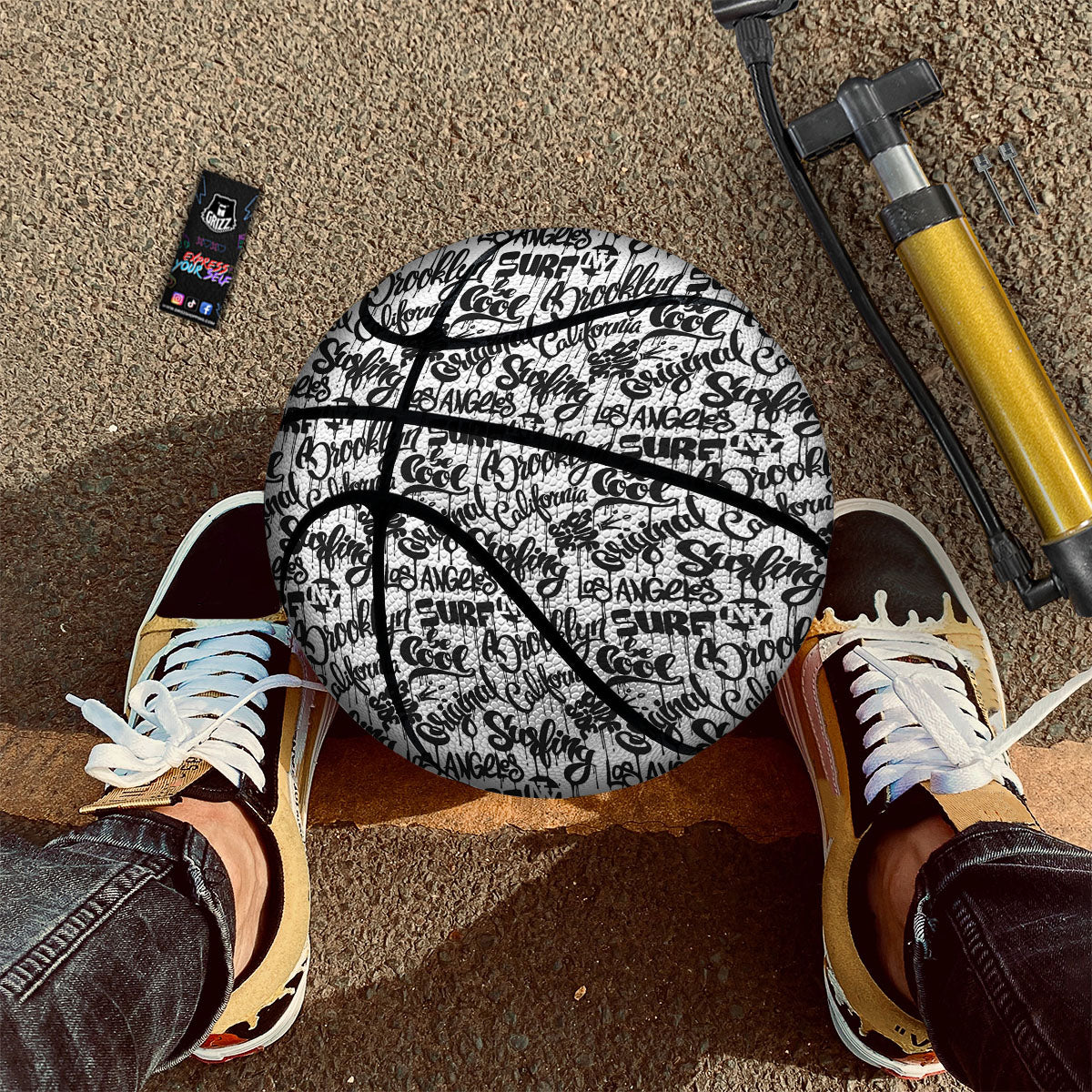 Graffiti White And Black Print Pattern Basketball - Image 2