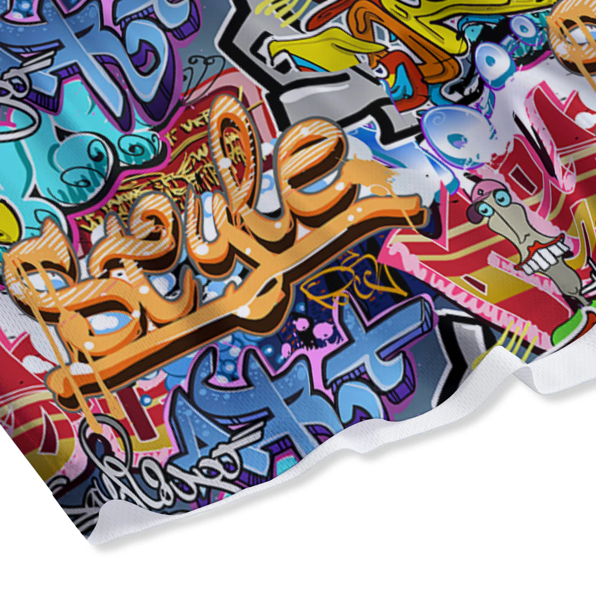 Graffity Street Art Print Pattern Mesh Shorts - Image 4