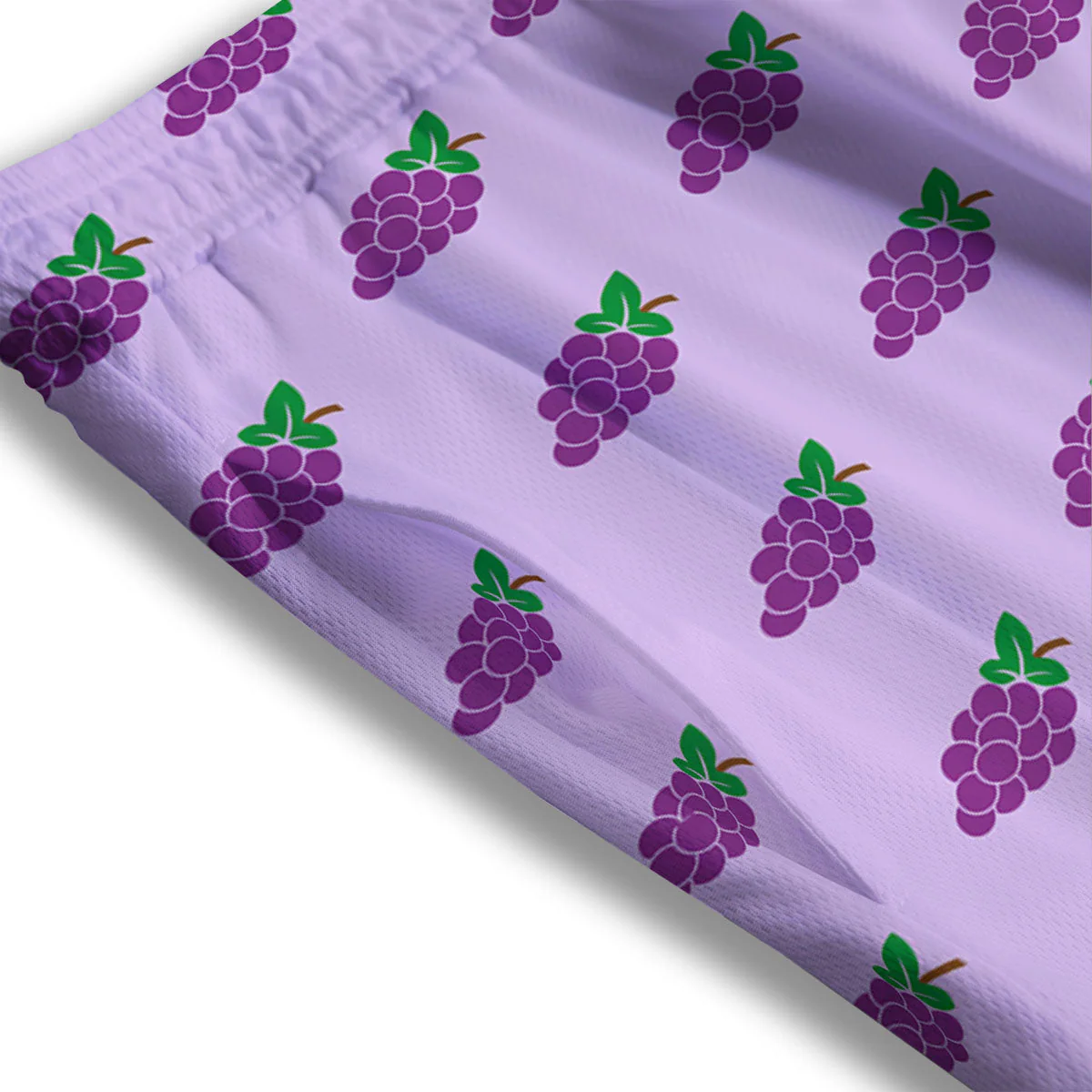 Grape Purple Print Pattern Mesh Shorts - Image 3