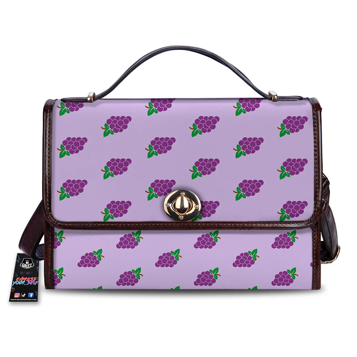 Grape Purple Print Pattern Women's Satchel Bag