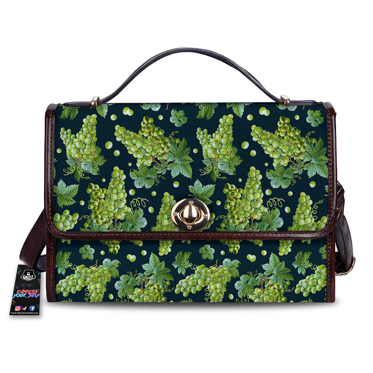 Grape Watercolor Print Pattern Women's Satchel Bag