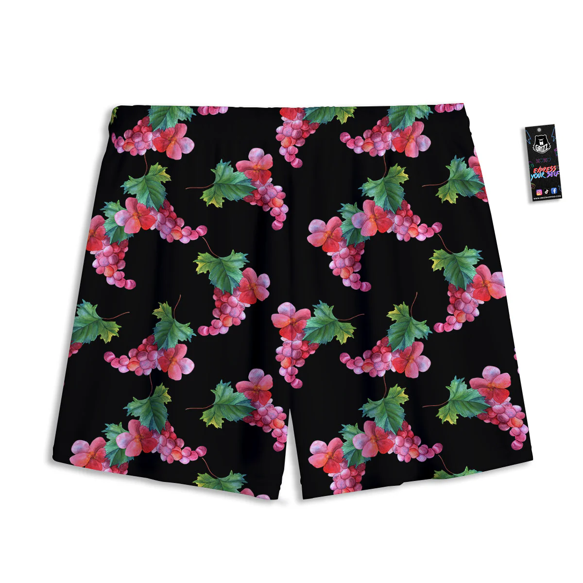 Grapes Purple Watercolor Print Pattern Mesh Shorts - Image 2