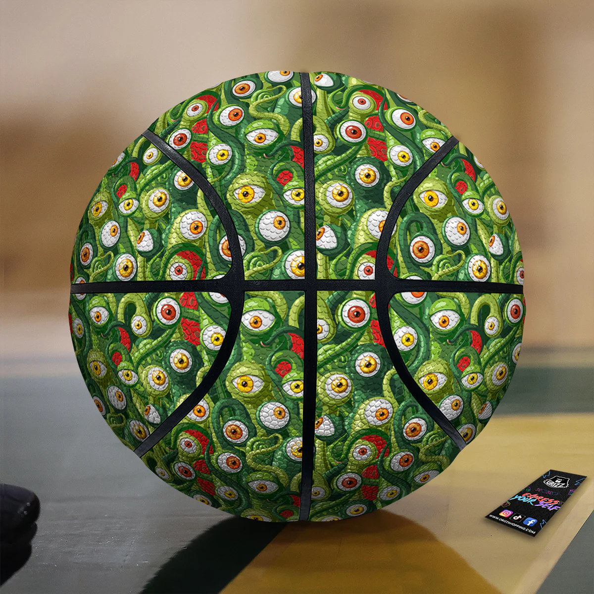 Green Alien Monster Print Pattern Basketball