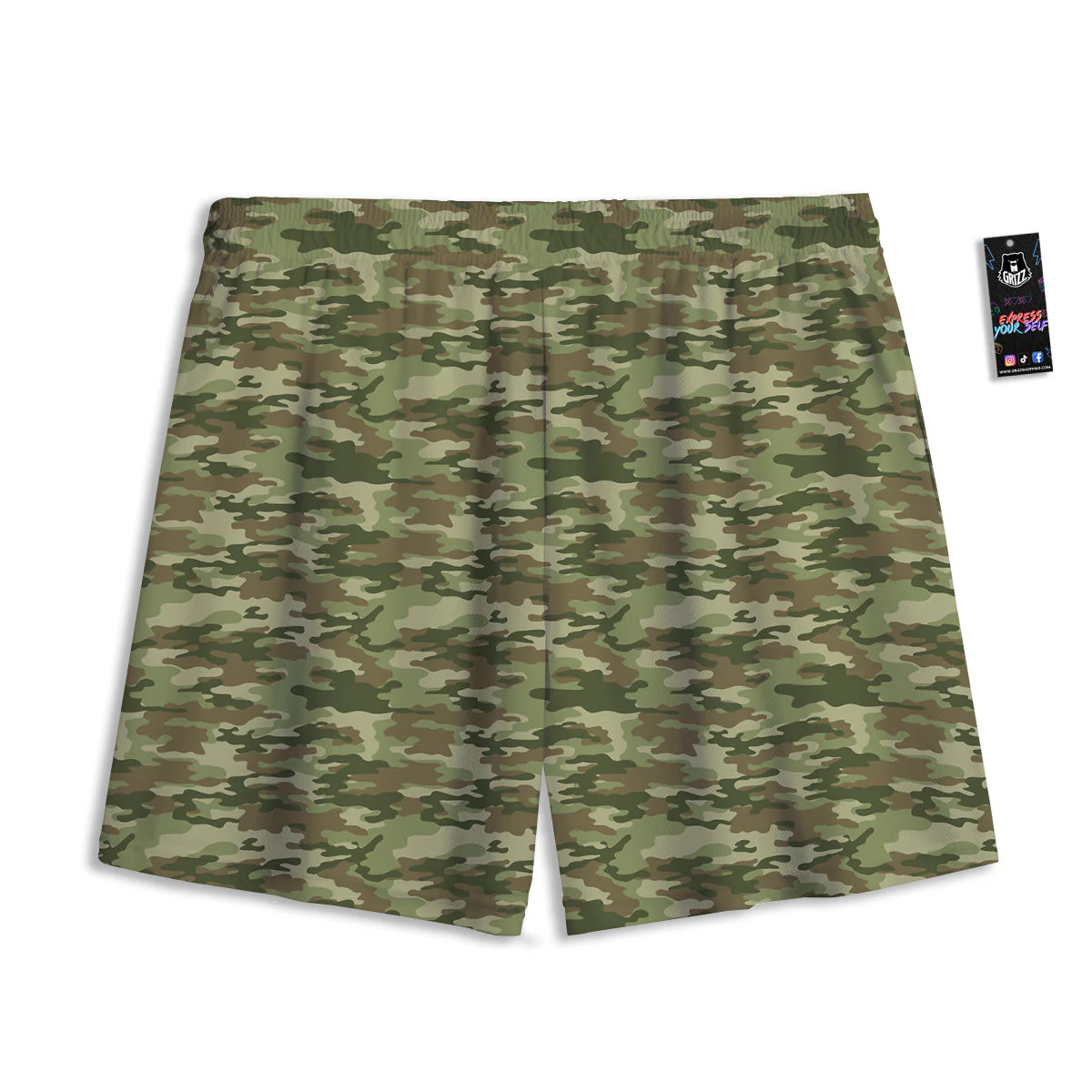 Green Camouflage Brown Print Mesh Shorts - Image 2