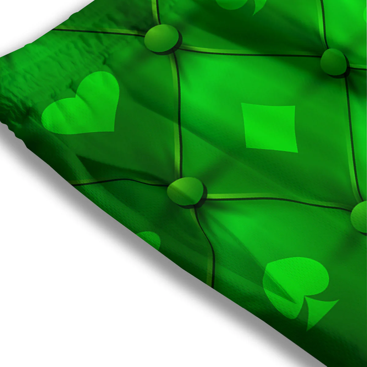 Green Casino Print Pattern Mesh Shorts - Image 3