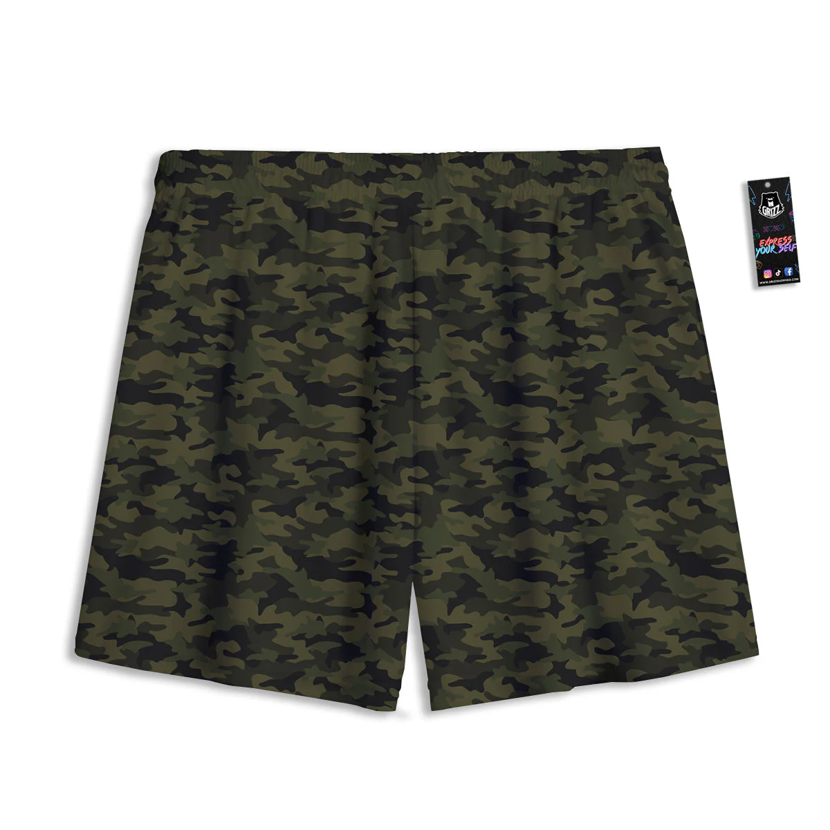 Green Dark And Black Camouflage Print Mesh Shorts - Image 2