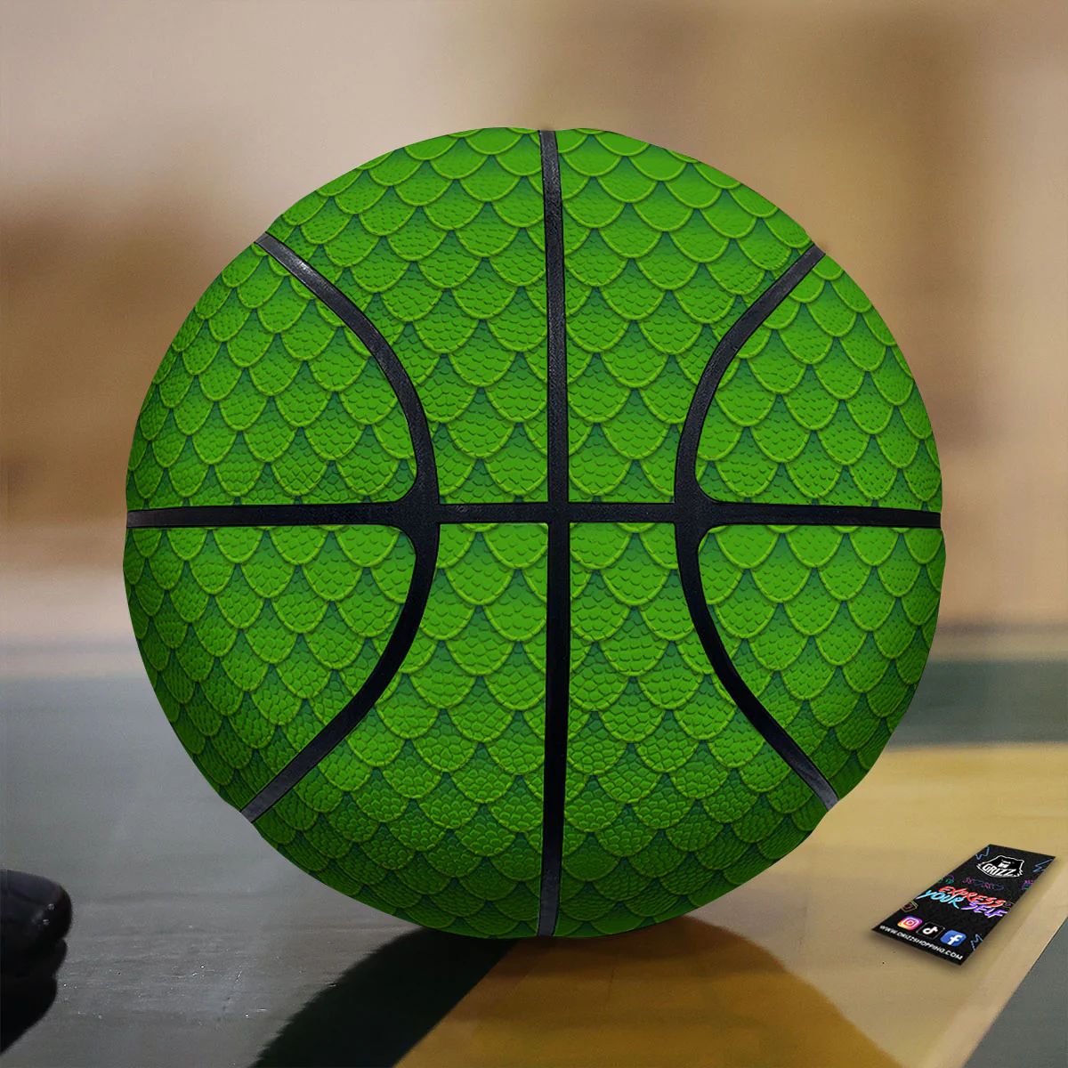 Green Dragon Scales Print Pattern Basketball
