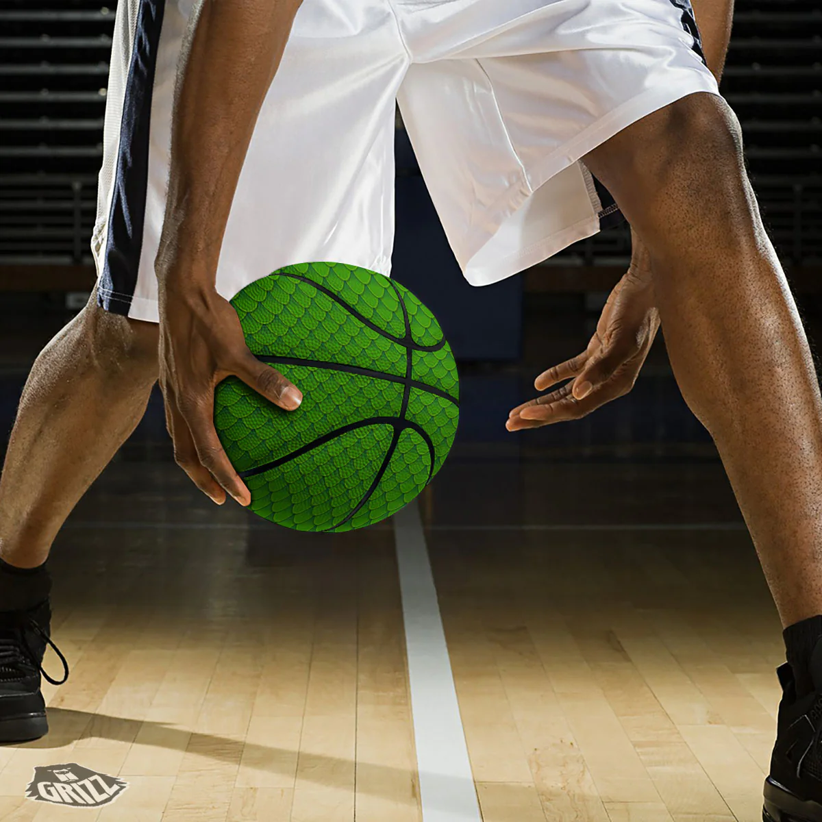 Green Dragon Scales Print Pattern Basketball - Image 3