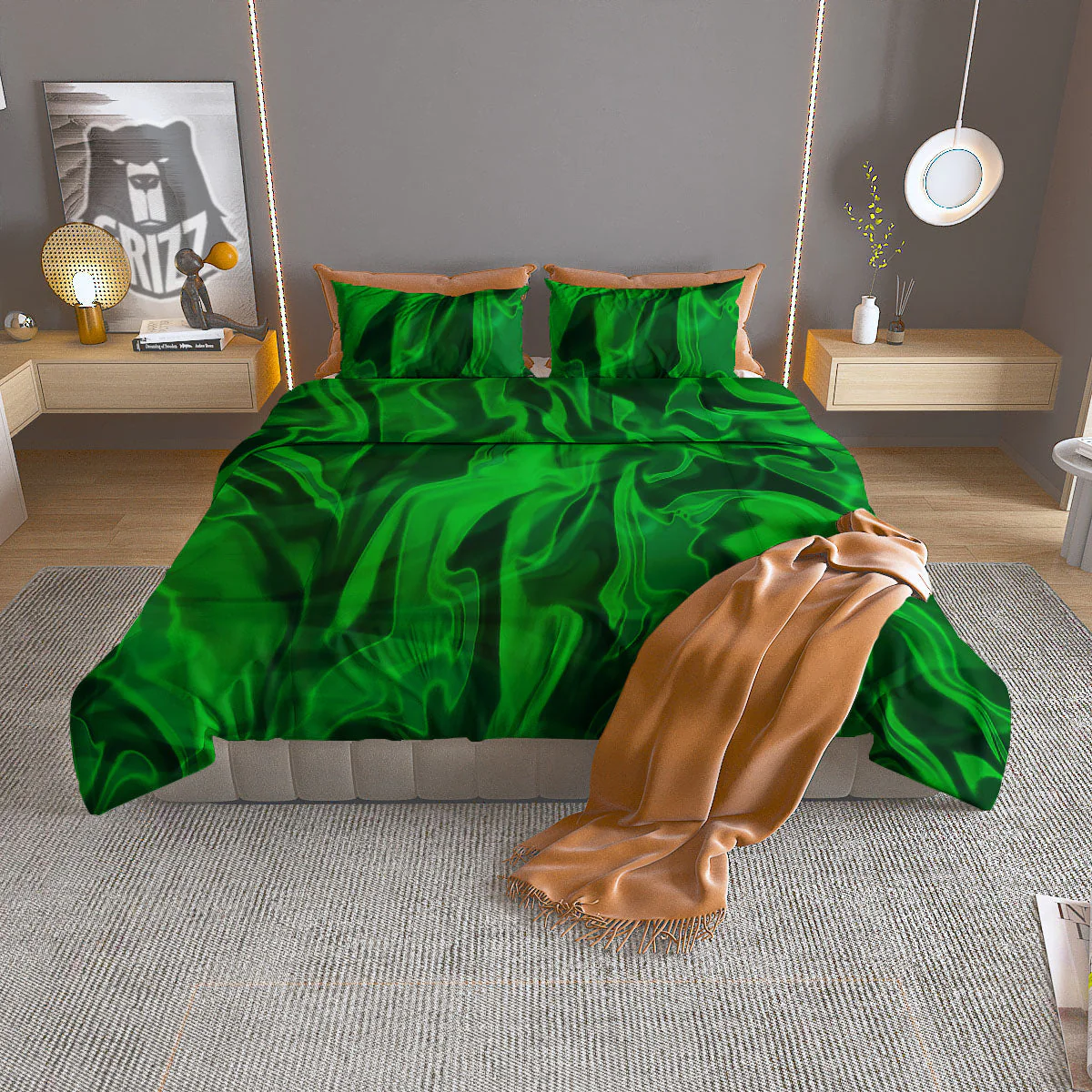 Green Energy Plasma Print Duvet Cover Bedding Set