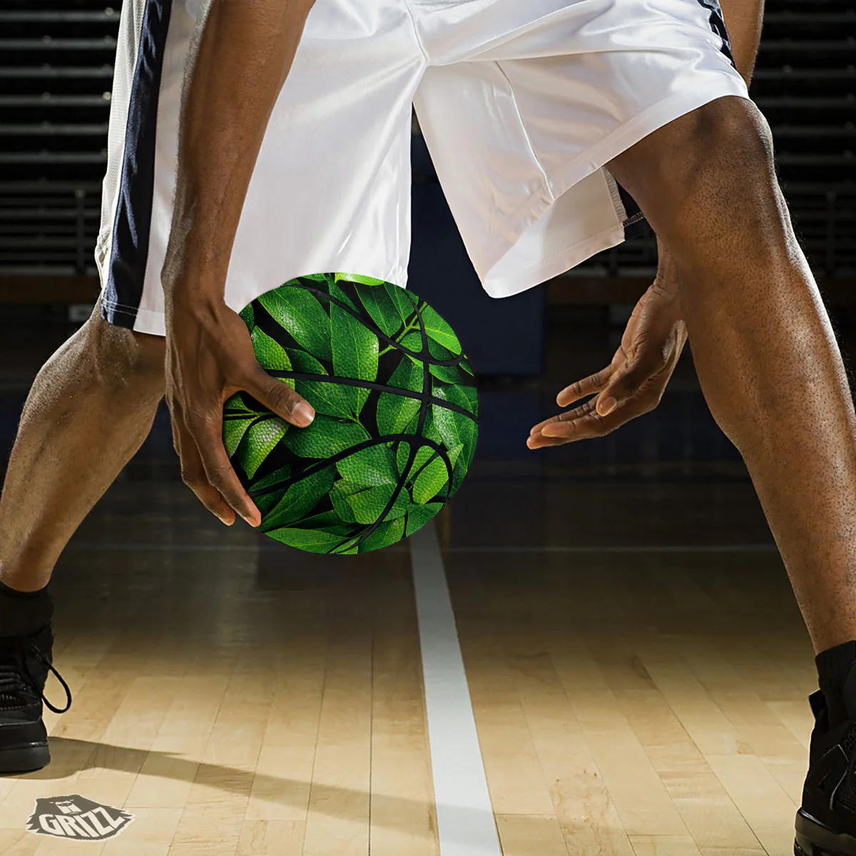 Green Leaf Print Basketball - Image 3