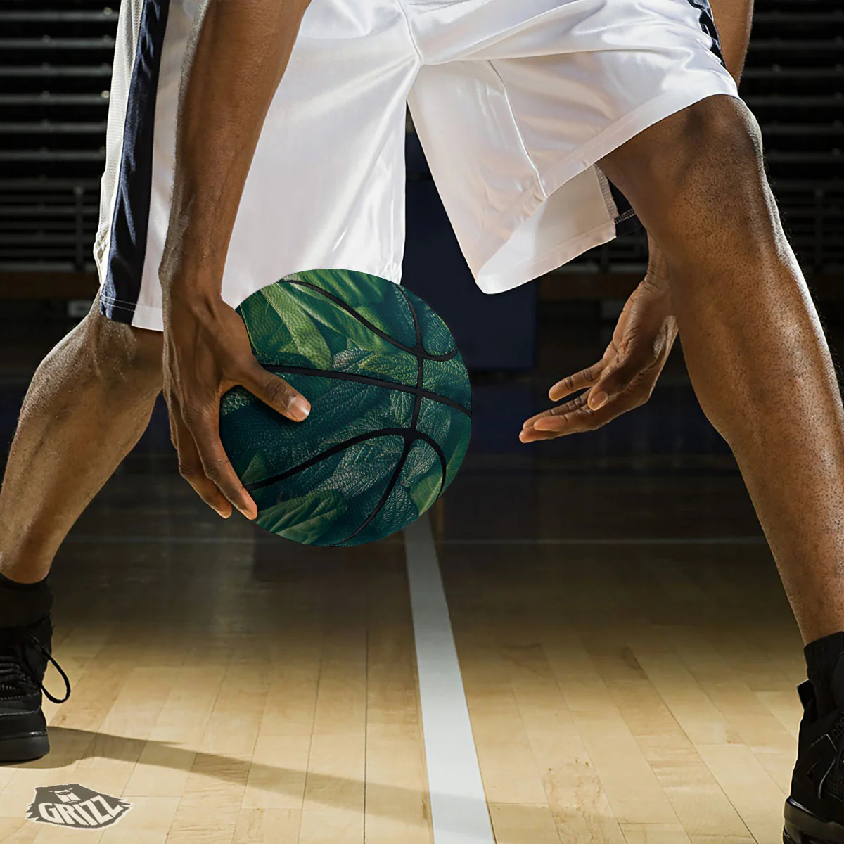 Green Leaves Print Basketball - Image 3