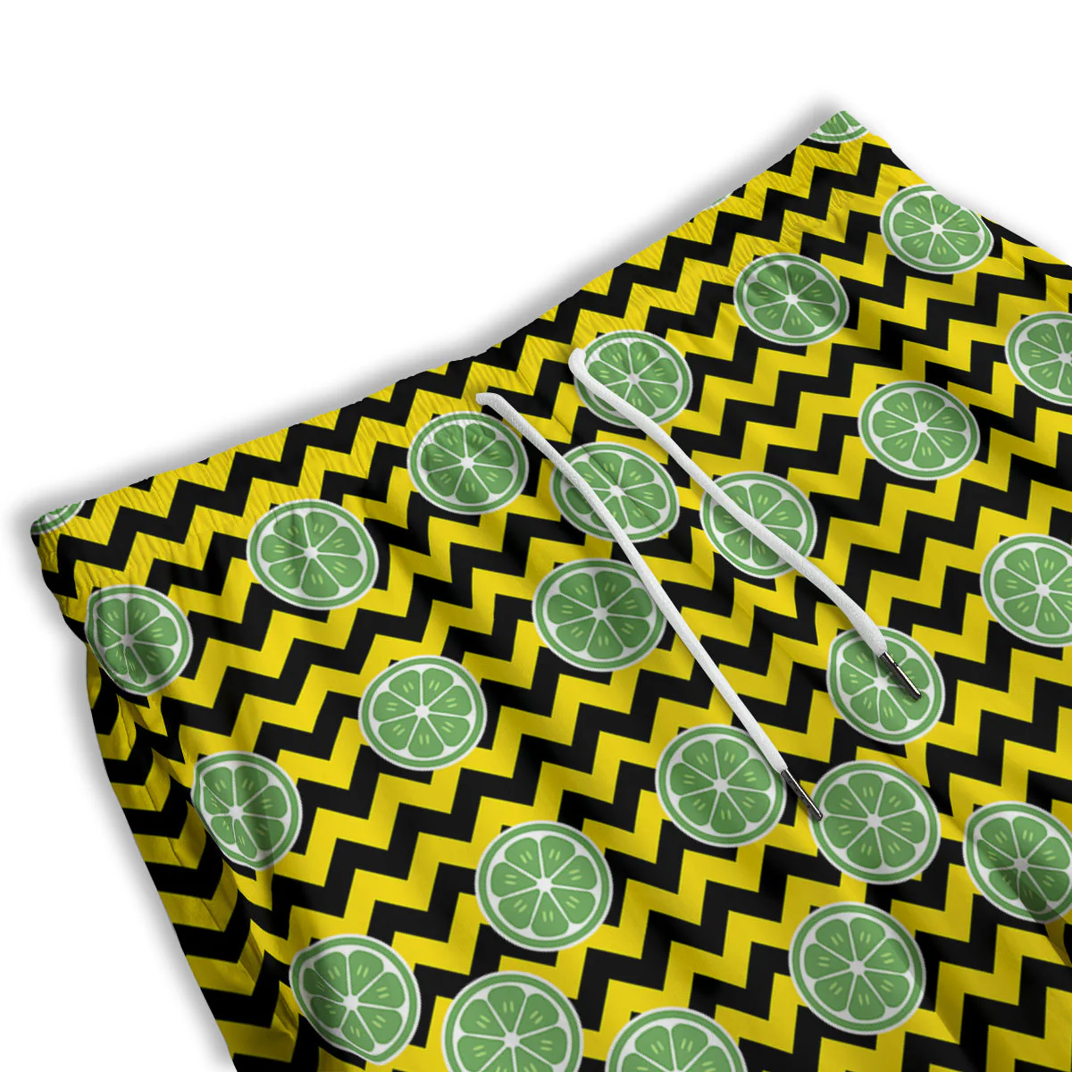Green Lime And Yellow Zigzag Print Pattern Men's Athletic Shorts - Image 3