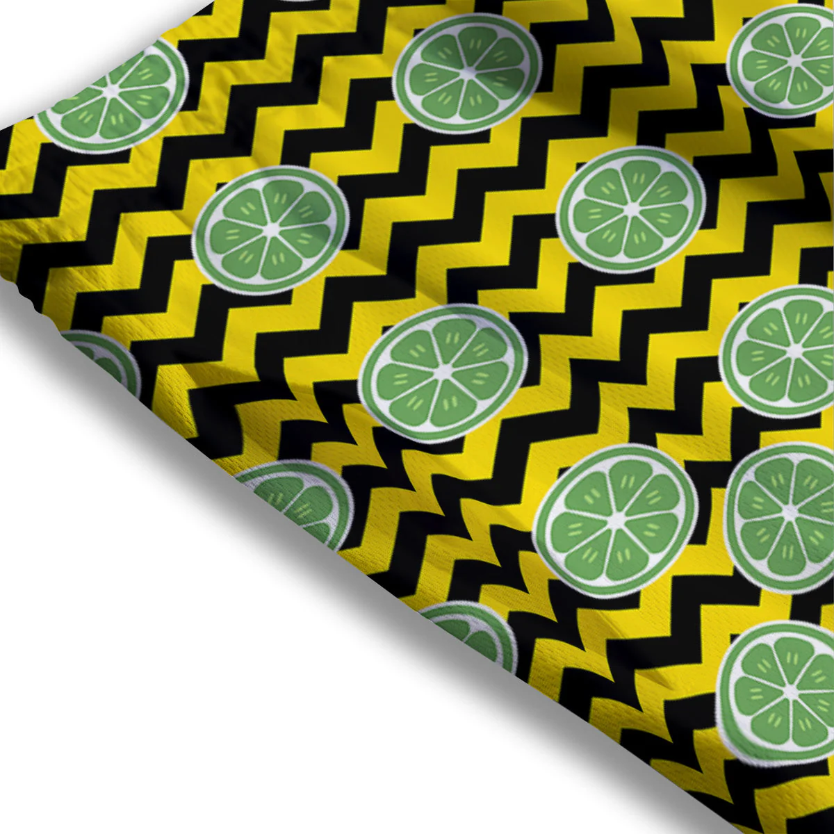 Green Lime And Yellow Zigzag Print Pattern Mesh Shorts - Image 3