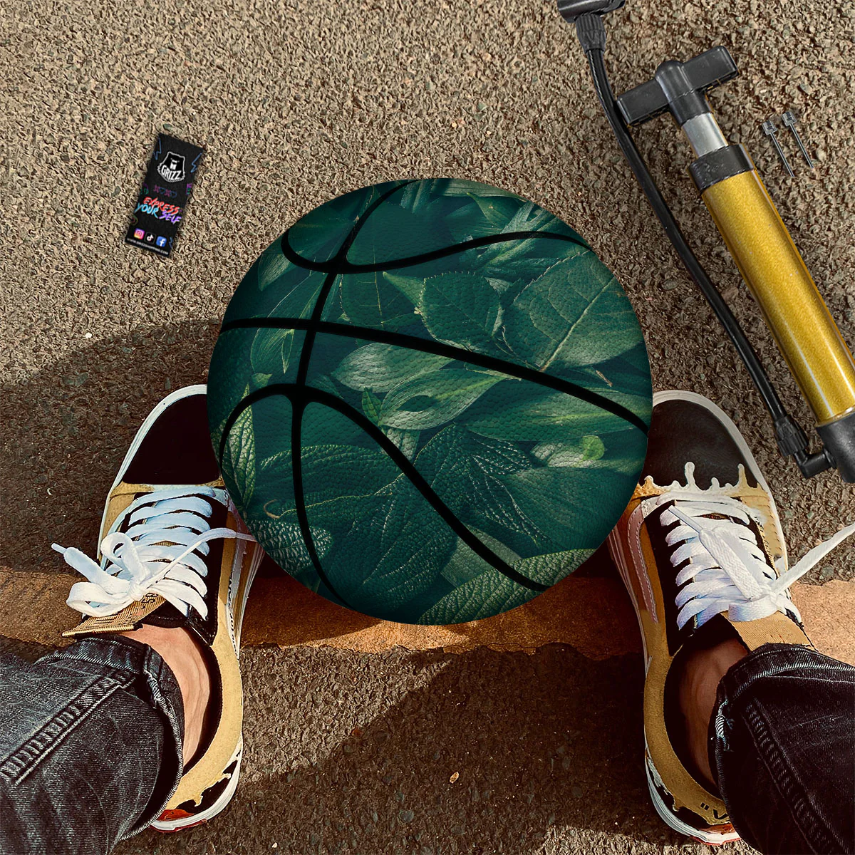 Green Natural Leaf Print Basketball - Image 2