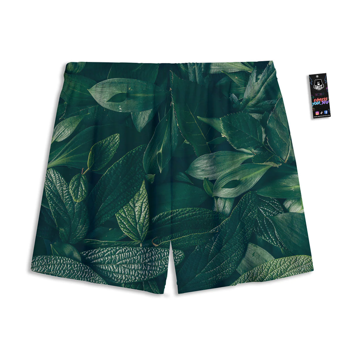Green Natural Leaf Print Mesh Shorts - Image 2