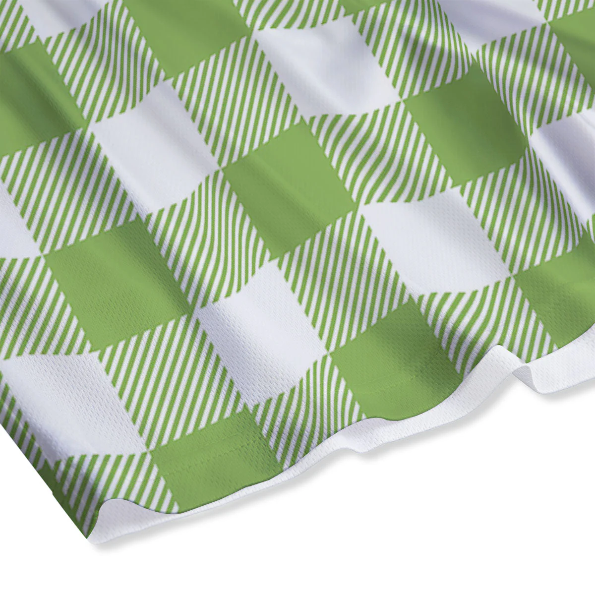 Green Pear And White Gingham Print Mesh Shorts - Image 4
